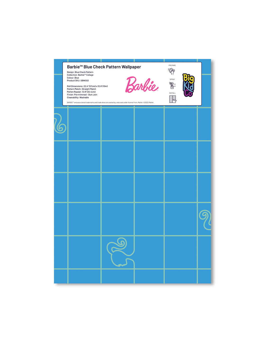 Barbie Blue Check Pattern Wallpaper
