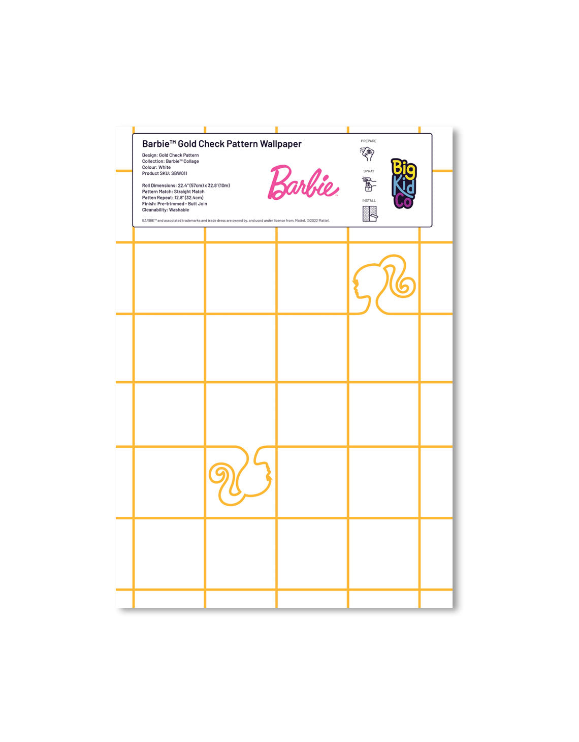 Barbie Gold Check Pattern Wallpaper