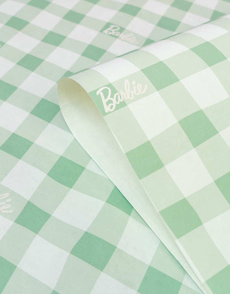 Barbie Green Gingham Wallpaper