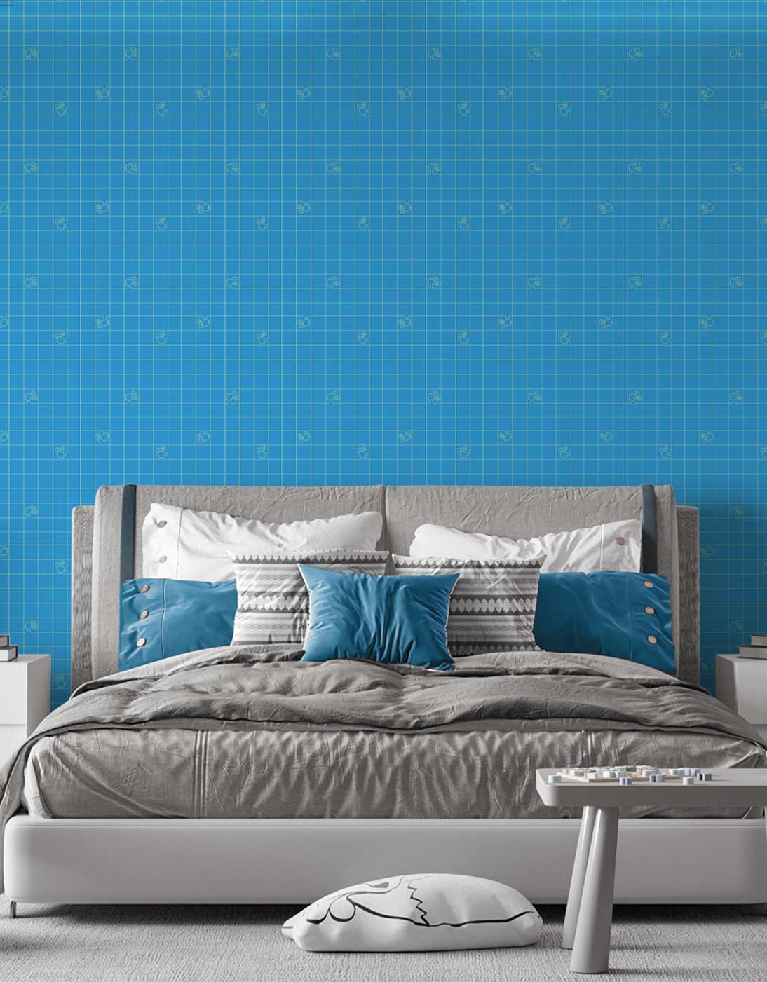 Barbie Blue Check Pattern Wallpaper