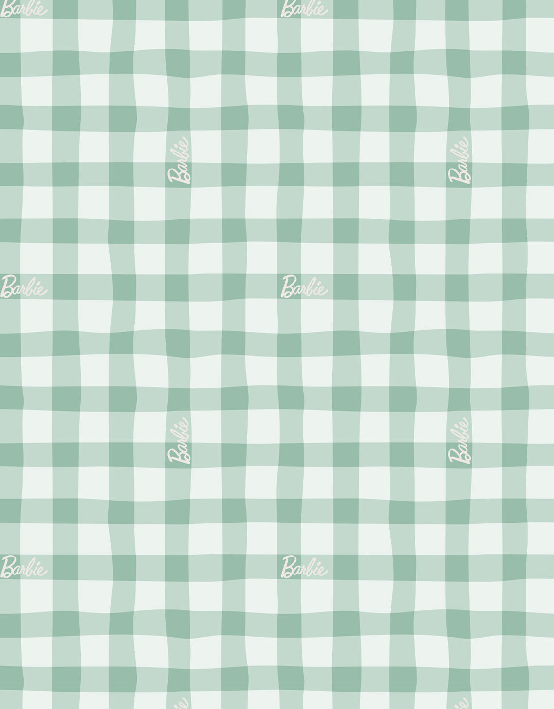 Barbie Green Gingham Wallpaper