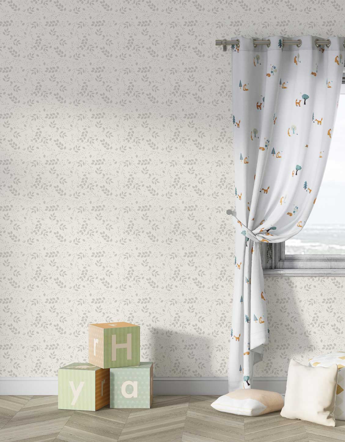 Fisher-Price Cream Foliage Wallpaper