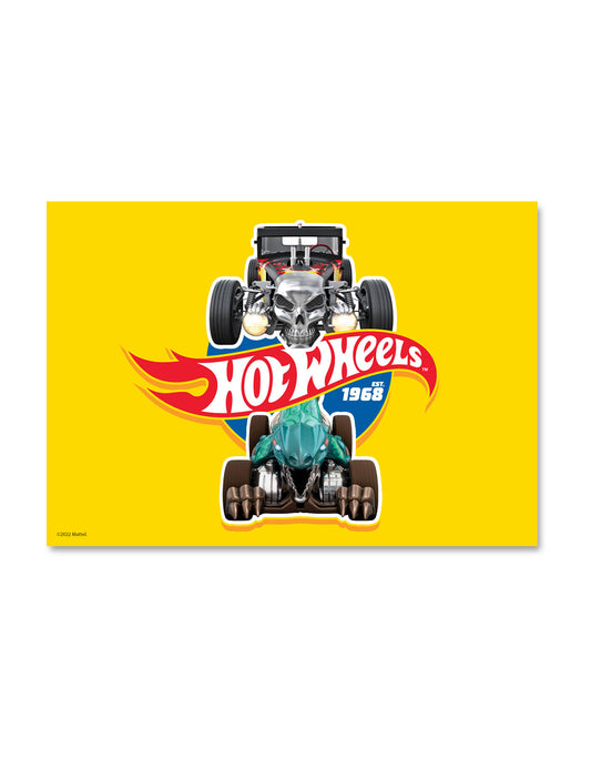 Hot Wheels Bone Shaker Yellow A3 Wall Art